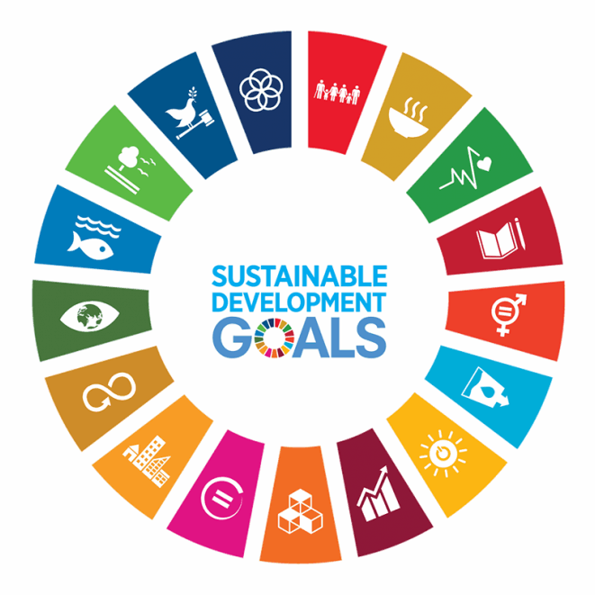 UNSDG-wheel UN development goals arranged in a wheel